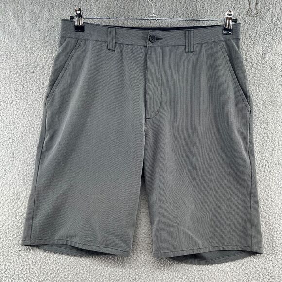 Travis Mathew Shorts Mens Size 34 Golf Gray White Pinstripe casual athleisure - Picture 1 of 10